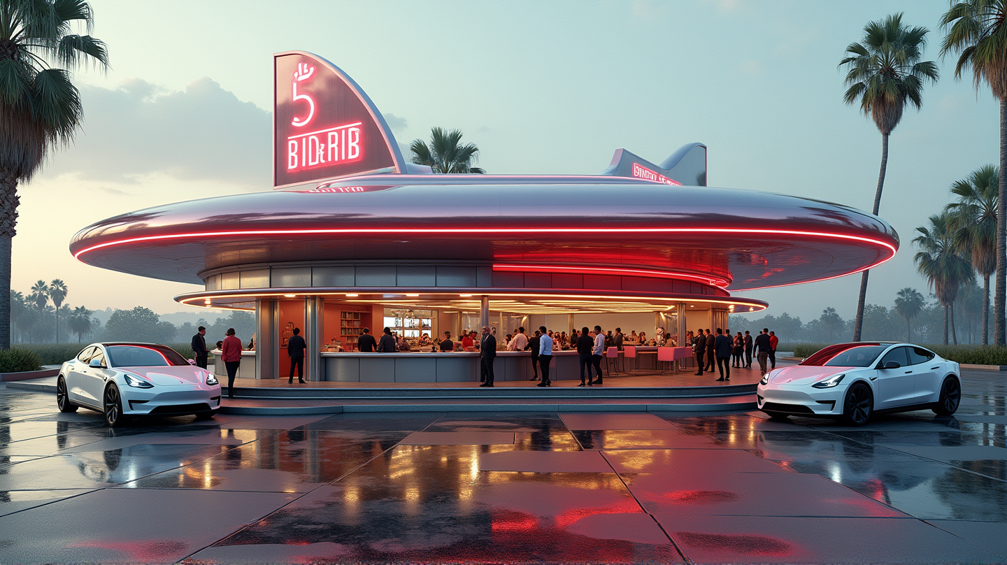 Teslas futuristisches Diner in Kalifornien: Ein Blick in die Zukunft der Drive-Ins