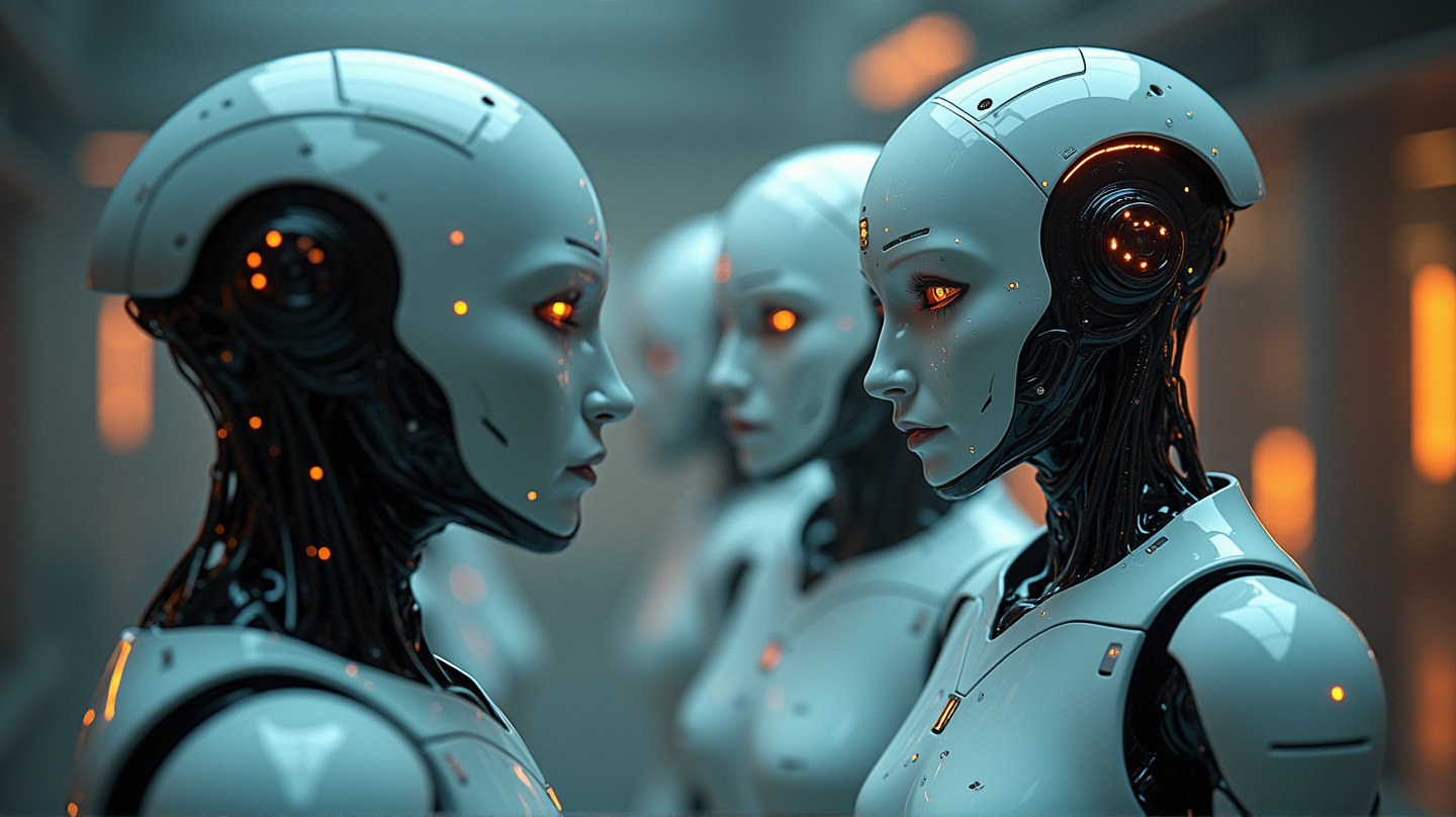 Zwei Roboter Betrachten das Seltsame Erbe der Menschen