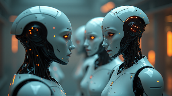 Zwei Roboter Betrachten das Seltsame Erbe der Menschen